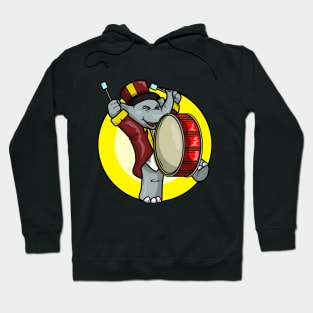 Funny elephant is playing the drum Hoodie